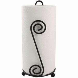 Black Paper Towel Holder Metal Countertop Stand Minimalist Modern